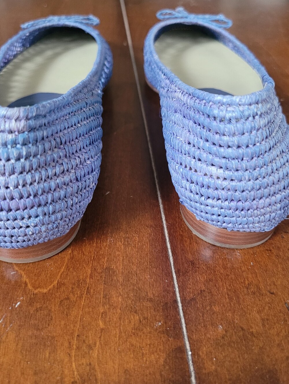 Emma Hope Zig Zag Bow Raffia Round Ballet Blue Sz 40 EU / US 9 - Picture 6 of 11